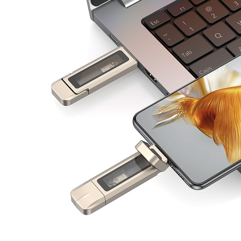 Флеш-накопичувач Usams US-ZB276 2in1 USB 3.2 + Type-C GEN1 Dual Ports Aluminum Alloy 5G – 512GB - Зображення 2