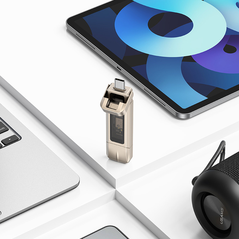 Флеш-накопичувач Usams US-ZB276 2in1 USB 3.2 + Type-C GEN1 Dual Ports Aluminum Alloy 5G – 512GB - Зображення 3