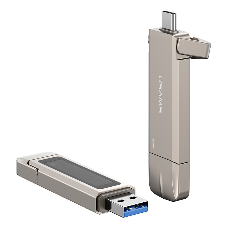 Флеш-накопичувач Usams US-ZB276 2in1 USB 3.2 + Type-C GEN1 Dual Ports Aluminum Alloy 5G – 512GB - Зображення 4