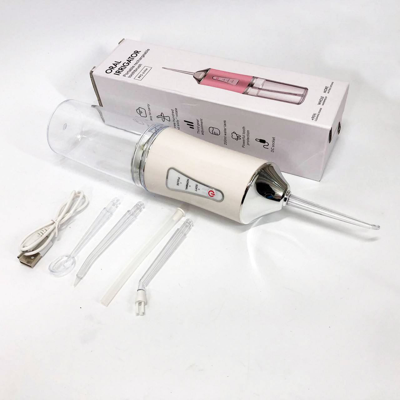 Іригатор для чищення зубів Oral Irrigator з акумулятором та змінними насадками White - Зображення 2