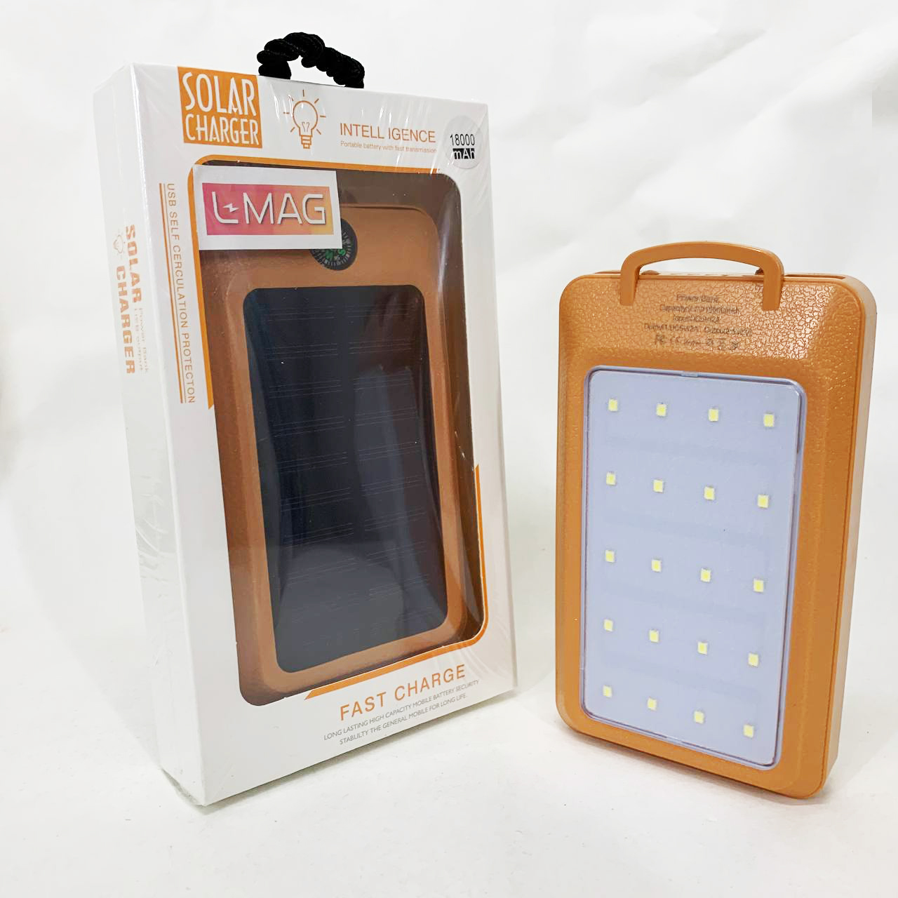Power Bank Solar 18000 mAh Orange з сонячною панеллю та лампою - Зображення 5