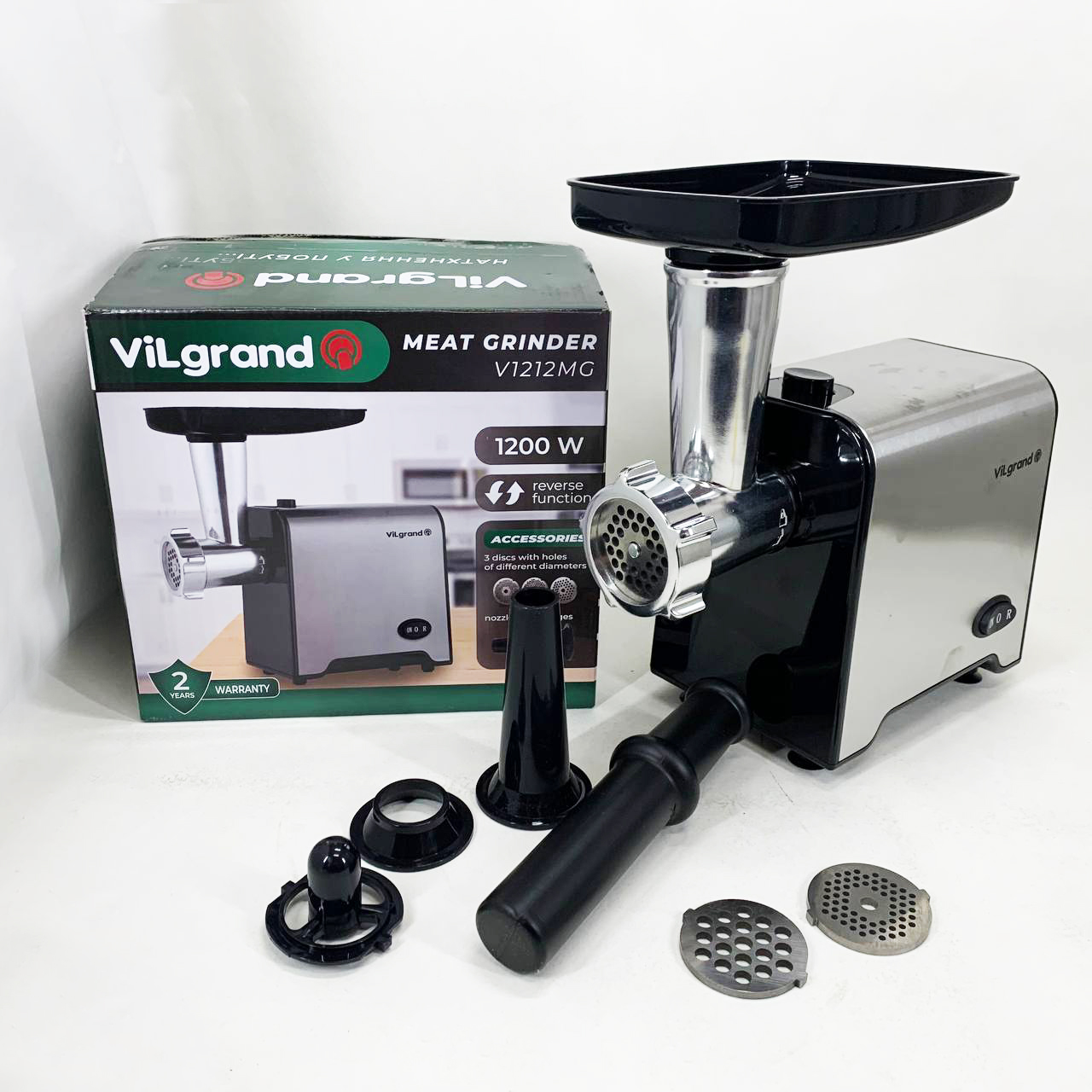 Електрична м’ясорубка VILGRAND V1212MG 1200 Вт нержавіюча сталь