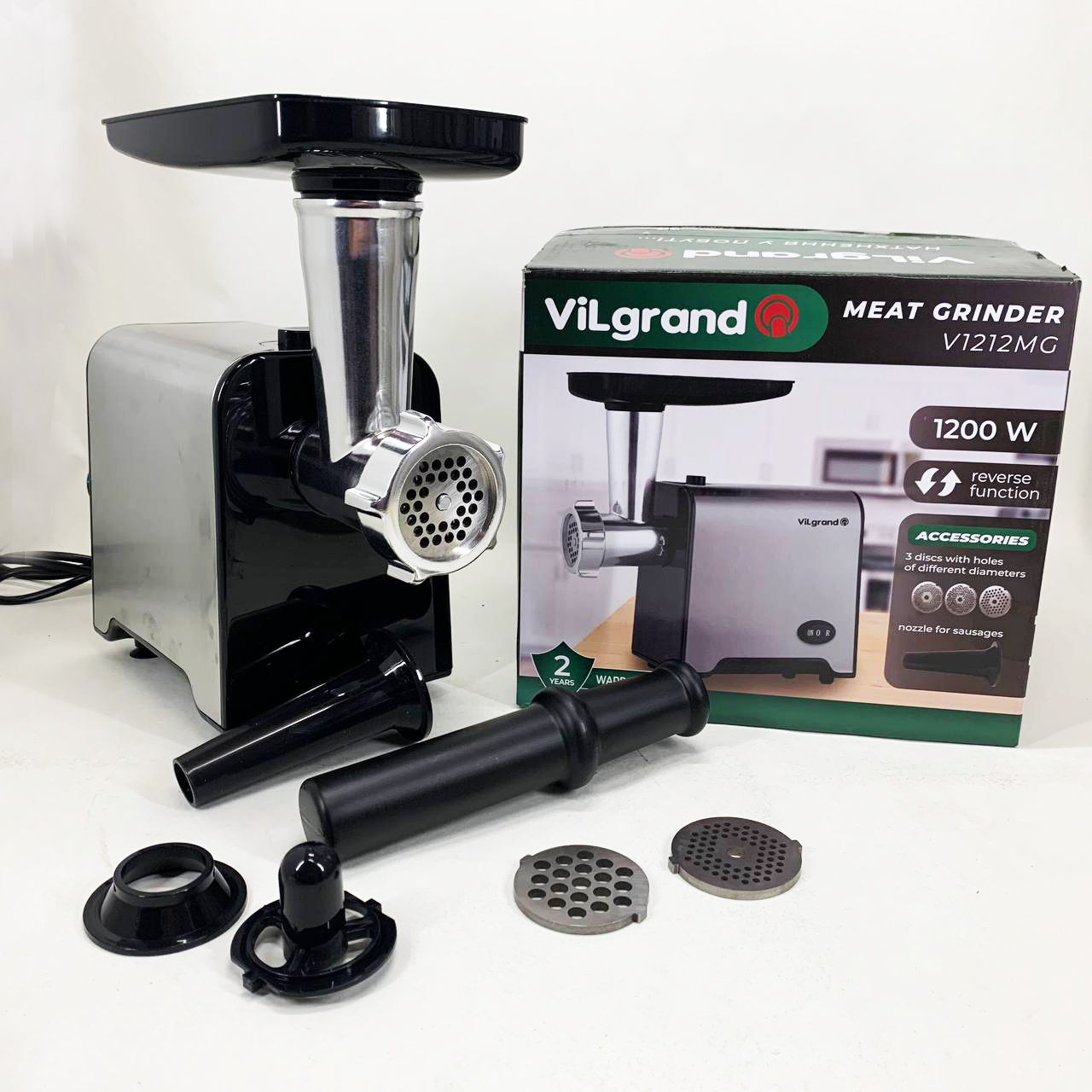 Електрична м’ясорубка VILGRAND V1212MG 1200 Вт нержавіюча сталь - Зображення 5
