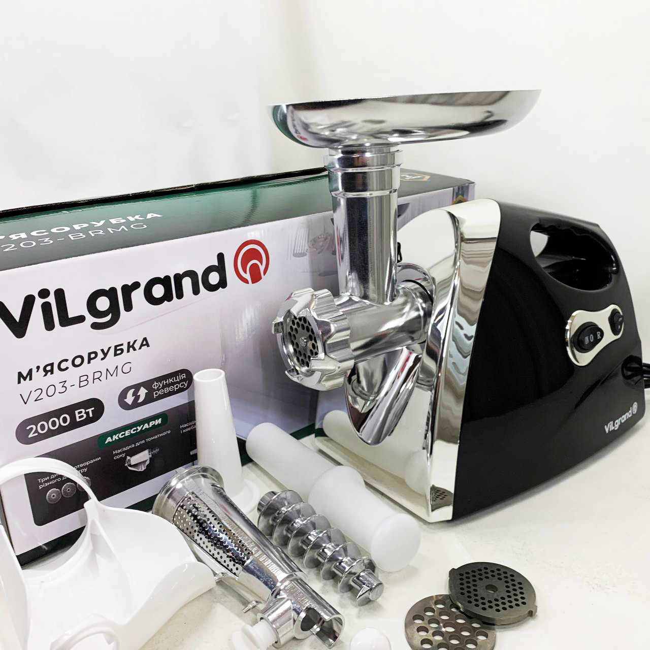 Електром'ясорубка ViLgrand V203-BRMG 2000 Вт чорна - Зображення 6