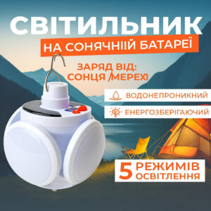 Лампа для кемпінгу акумуляторна BL-2029 з сонячною батареєю складена
