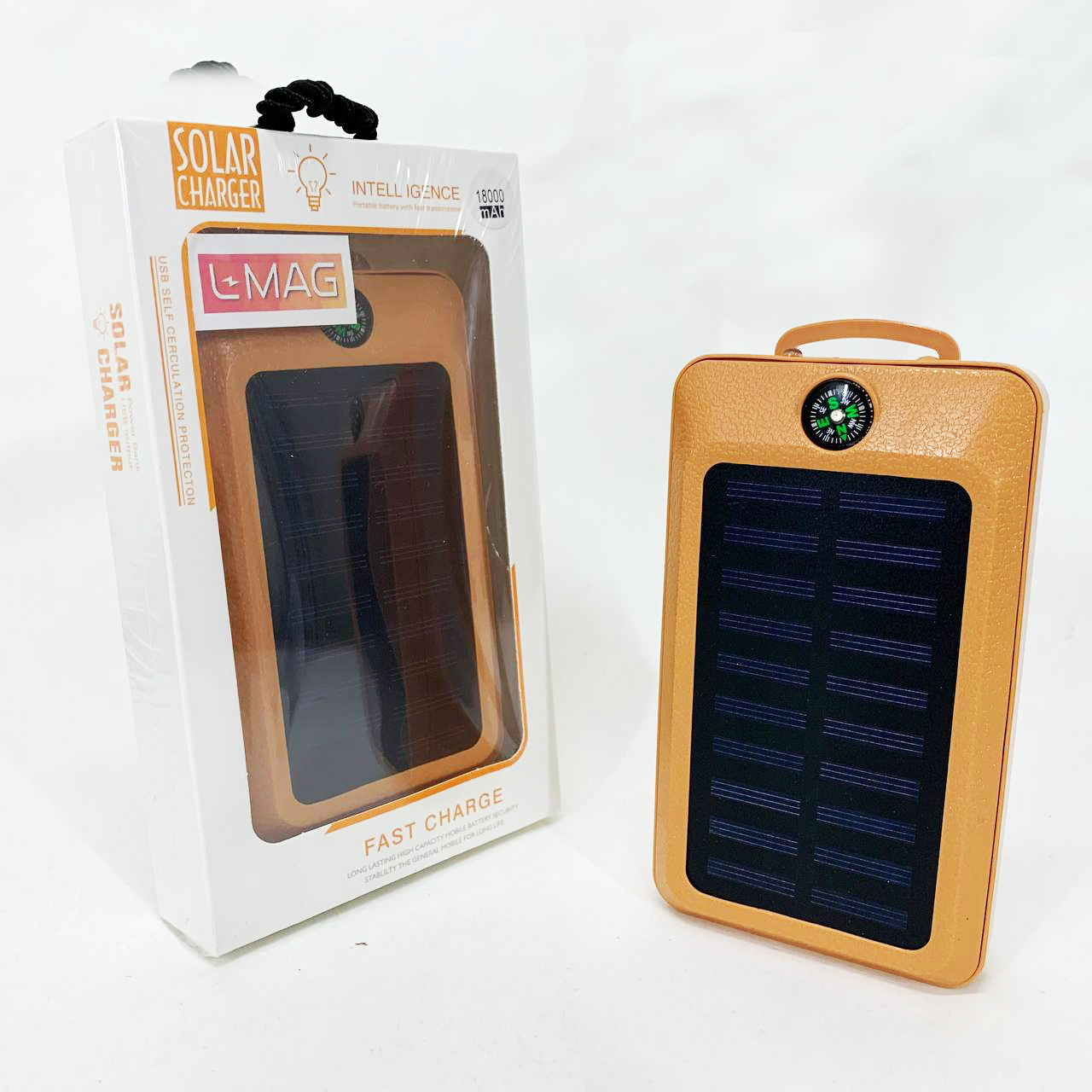 Power Bank Solar 18000 mAh Orange з сонячною панеллю та лампою - Зображення 3
