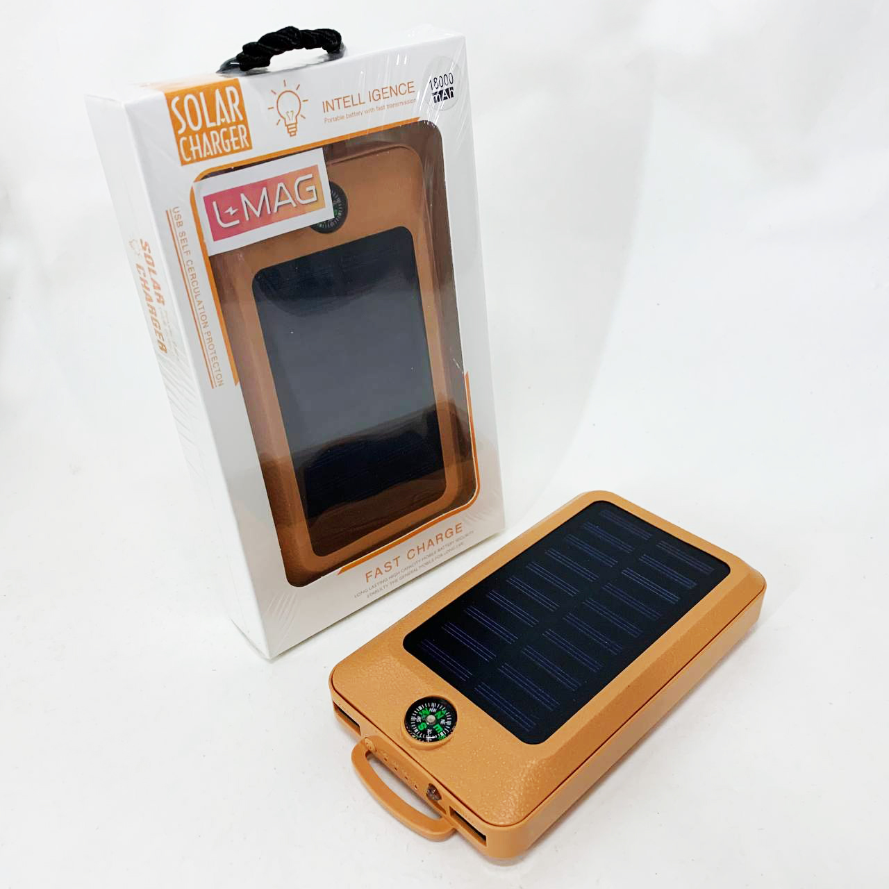Power Bank Solar 18000 mAh Orange з сонячною панеллю та лампою - Зображення 4