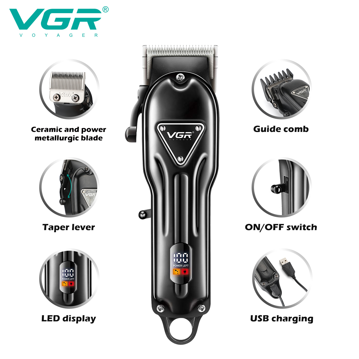 Акумуляторна машинка для стрижки VGR V-051 - Зображення 6