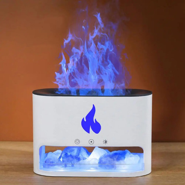 Лампа зволожувач повітря Docsal Flame 3в1 з соляним камінням біла - Зображення 6