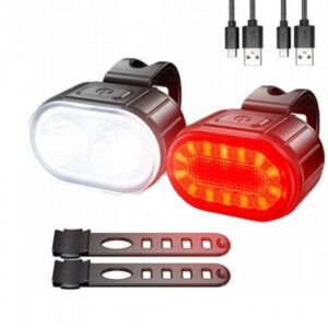 Велоліхтар акумуляторний передній та задній ZH-078-2LED з стоп-сигналом STOP-14SMD