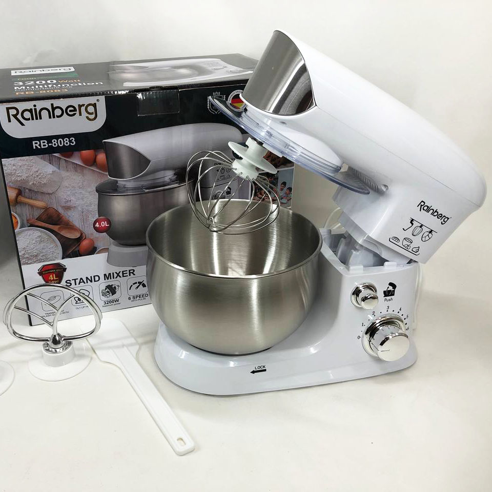 Електричний планетарний міксер Rainberg RB-8083 3200 Вт з насадками White - Зображення 2