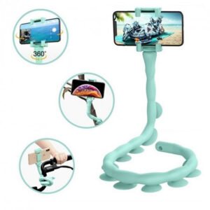 Гнучкий тримач для телефону Cute Worm Lazy Holder з універсальними присосками блакитного кольору