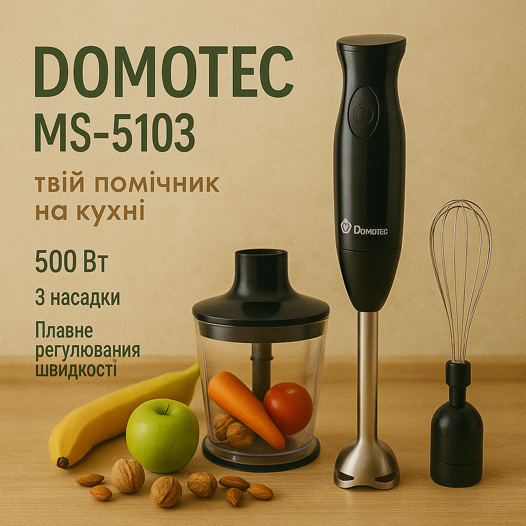 Блендер DOMOTEC MS-5103 3в1 погружной 500Вт ручной погружной блендер, электрический блендер - Зображення 60