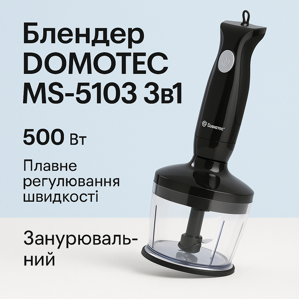 Блендер DOMOTEC MS-5103 3в1 погружной 500Вт ручной погружной блендер, электрический блендер - Зображення 64