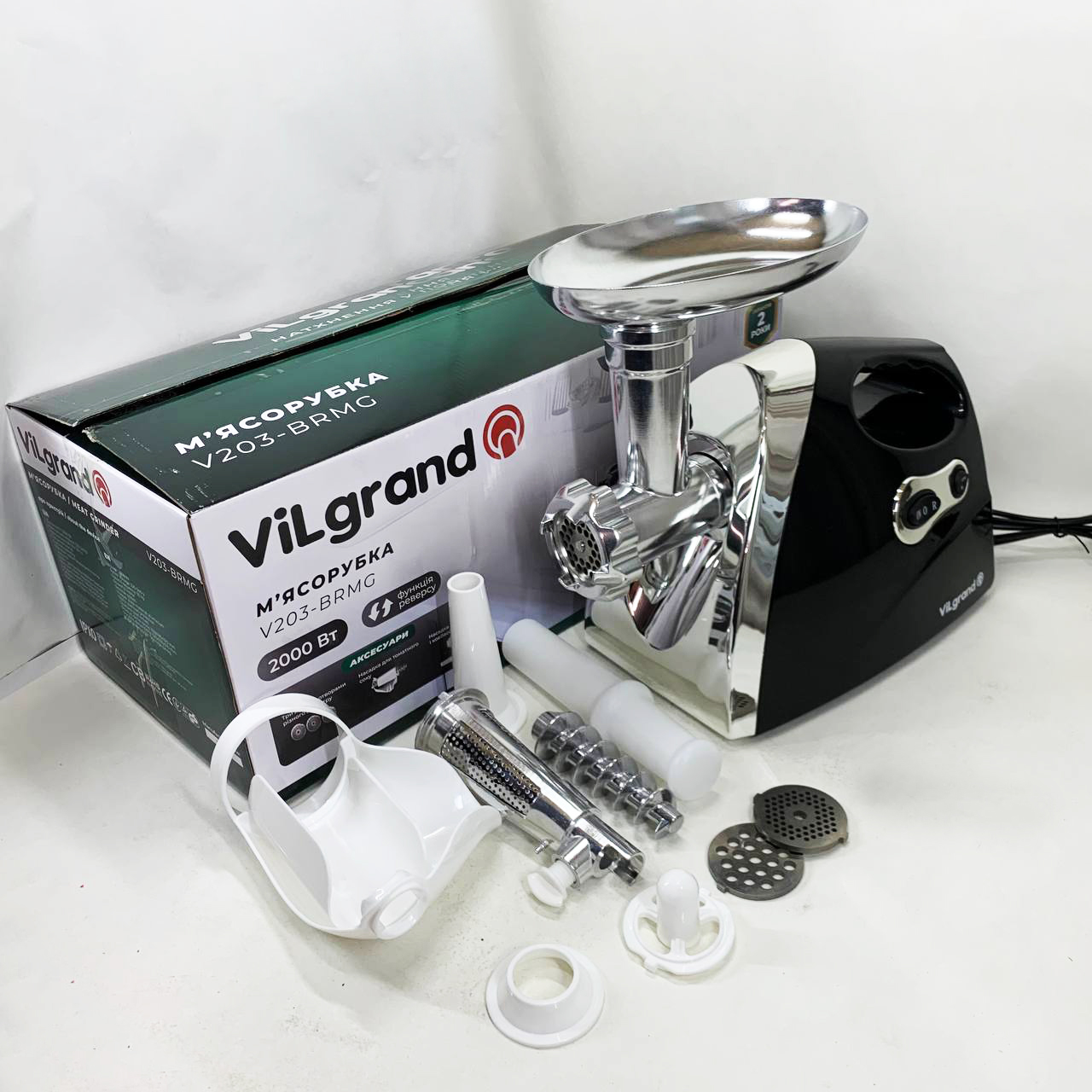 Електром'ясорубка ViLgrand V203-BRMG 2000 Вт чорна - Зображення 2