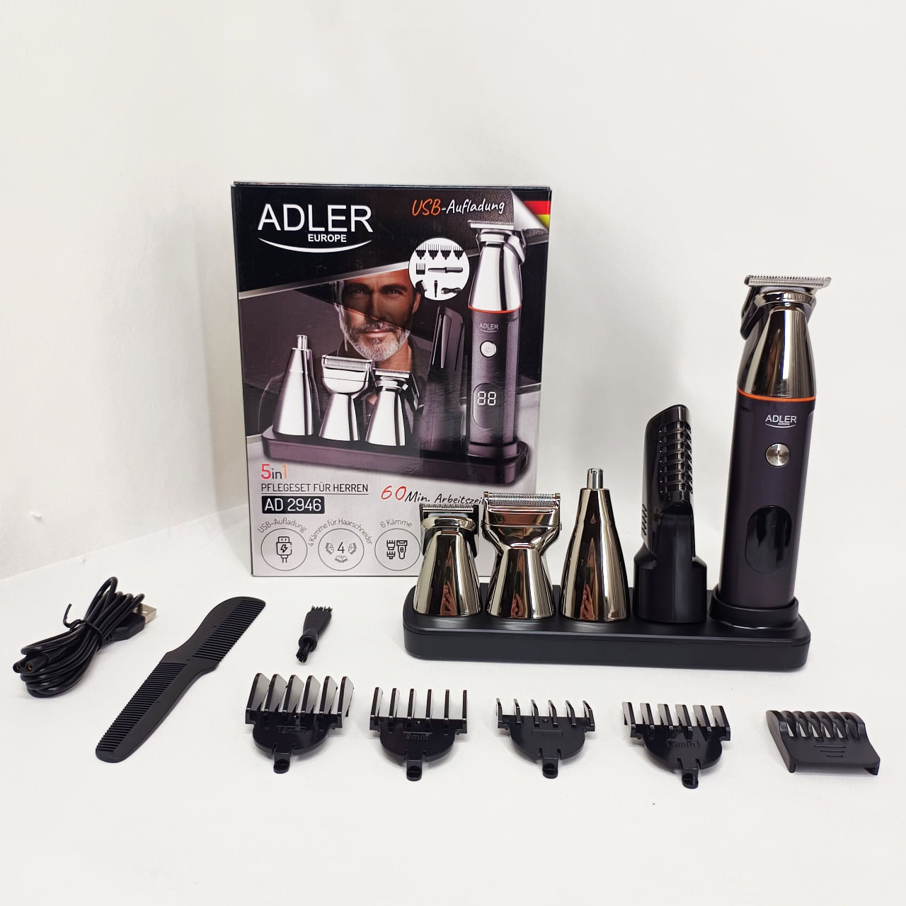 Тример 5в1 ADLER AD 2946 POLAND акумуляторний для стрижки волосся носа бороди тіла бритва - Зображення 2