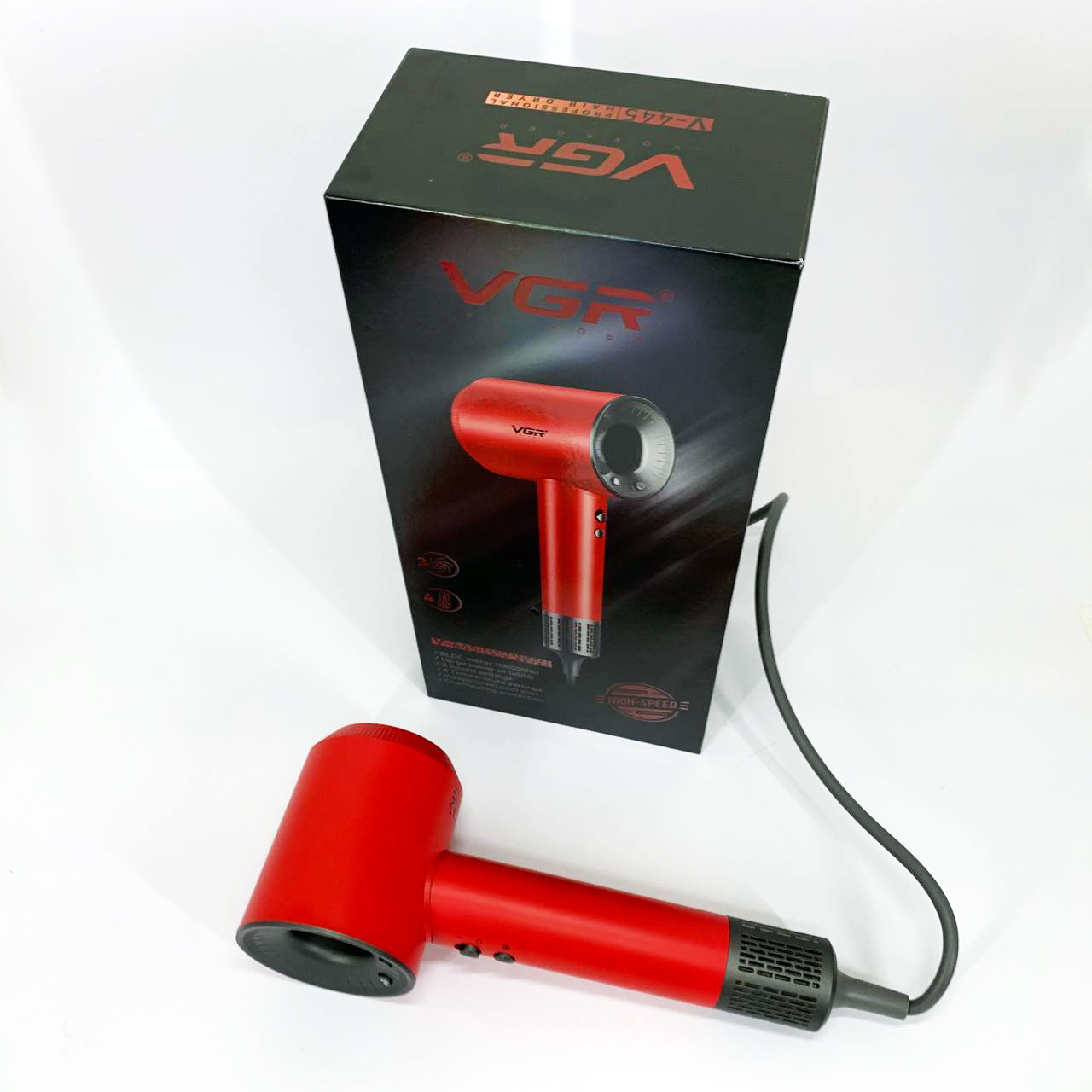 Фен професійний VGR V-445 RED з 3 рівнями обдування 4 рівнями температури 1600 Вт - Зображення 4