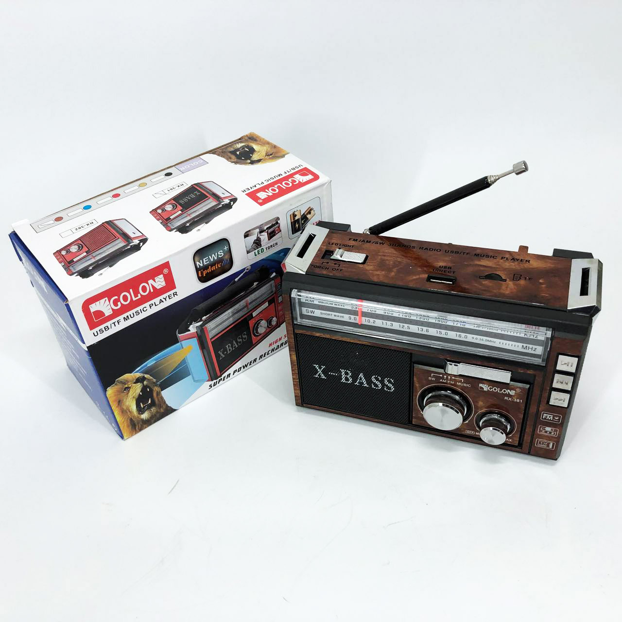 Портативний радіоприймач Golon RX-381 USB SD MP3 FM коричневий - Зображення 4