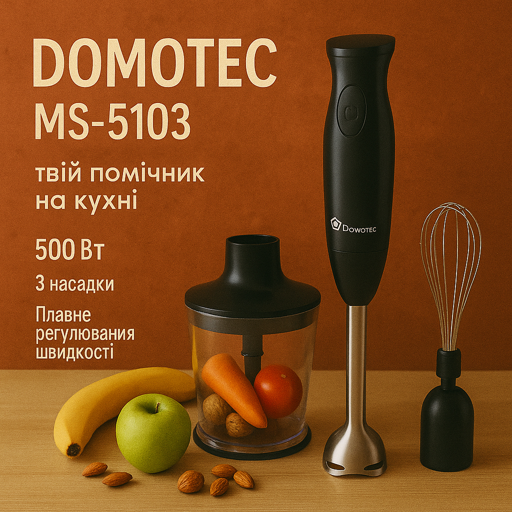 Блендер DOMOTEC MS-5103 3в1 погружной 500Вт ручной погружной блендер, электрический блендер - Зображення 63