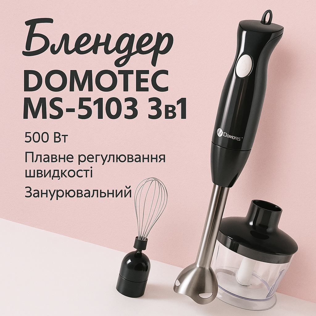 Блендер DOMOTEC MS-5103 3в1 погружной 500Вт ручной погружной блендер, электрический блендер - Зображення 62