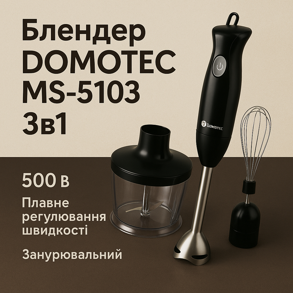 Блендер DOMOTEC MS-5103 3в1 погружной 500Вт ручной погружной блендер, электрический блендер - Зображення 72