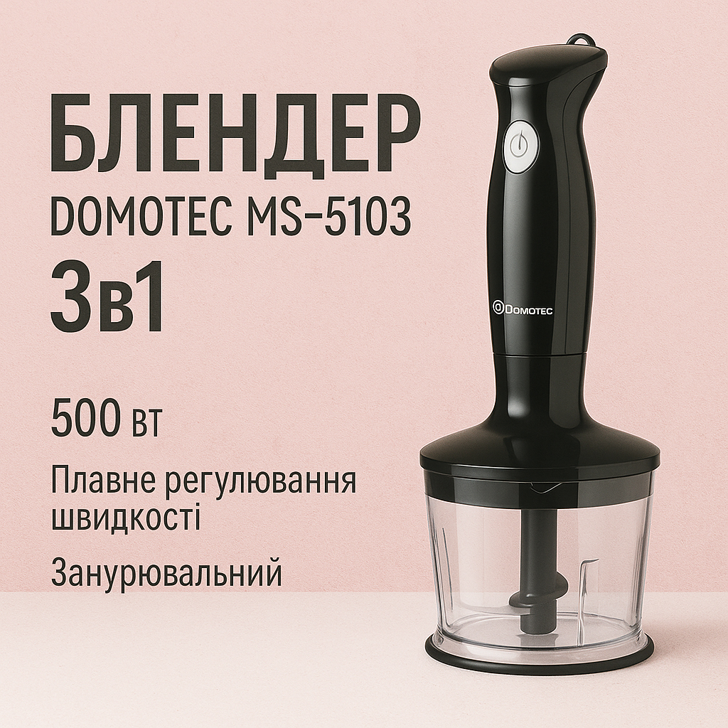 Блендер DOMOTEC MS-5103 3в1 погружной 500Вт ручной погружной блендер, электрический блендер - Зображення 70