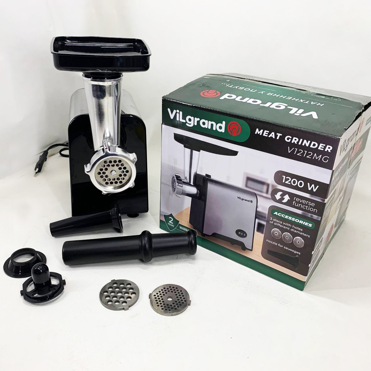 Електрична м’ясорубка VILGRAND V1212MG 1200 Вт нержавіюча сталь - Зображення 6
