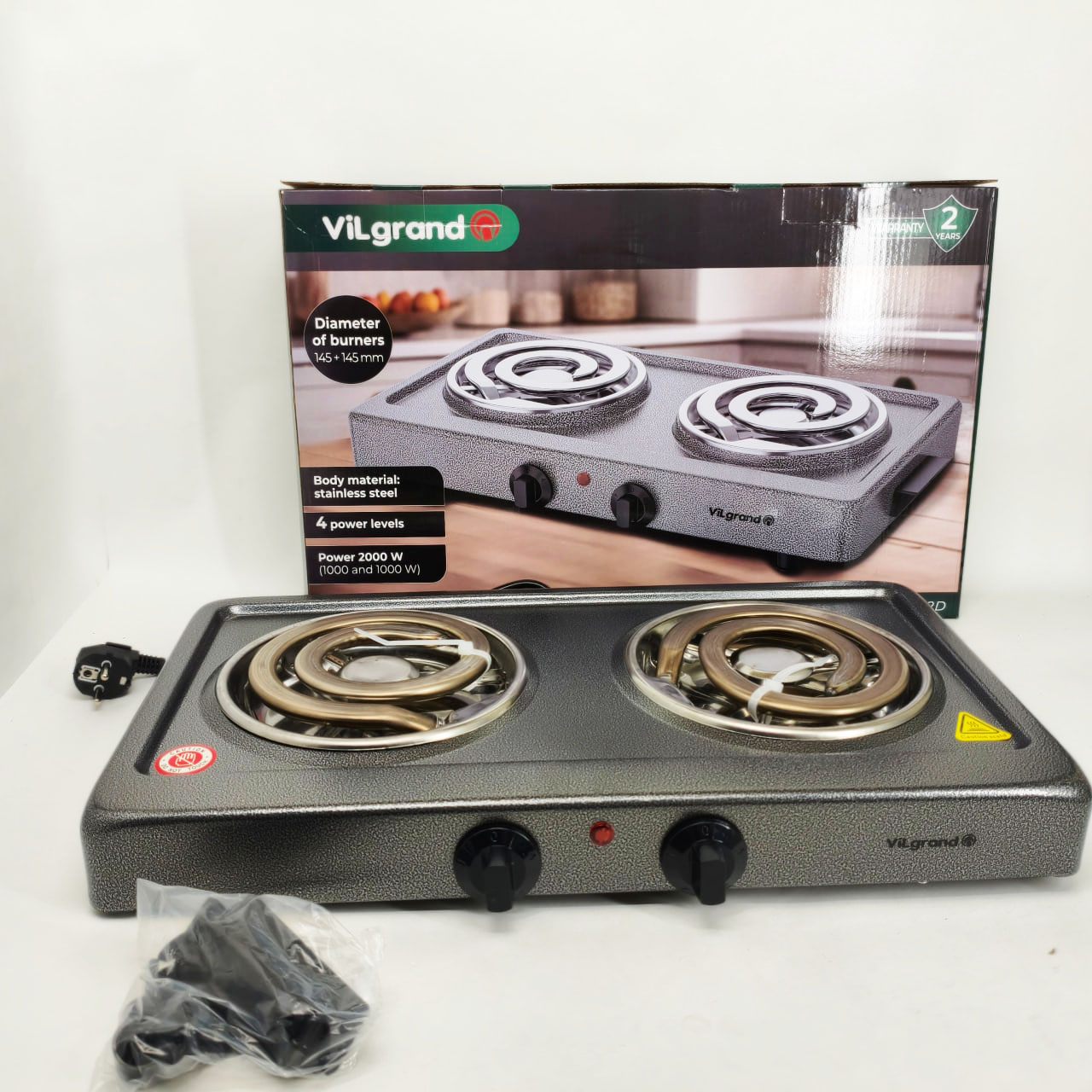 Електроплита Vilgrand VHP162D GRAY 2000 Вт - Зображення 5