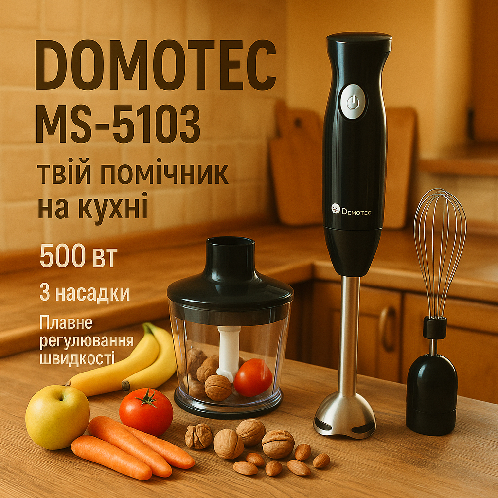 Блендер DOMOTEC MS-5103 3в1 погружной 500Вт ручной погружной блендер, электрический блендер - Зображення 74