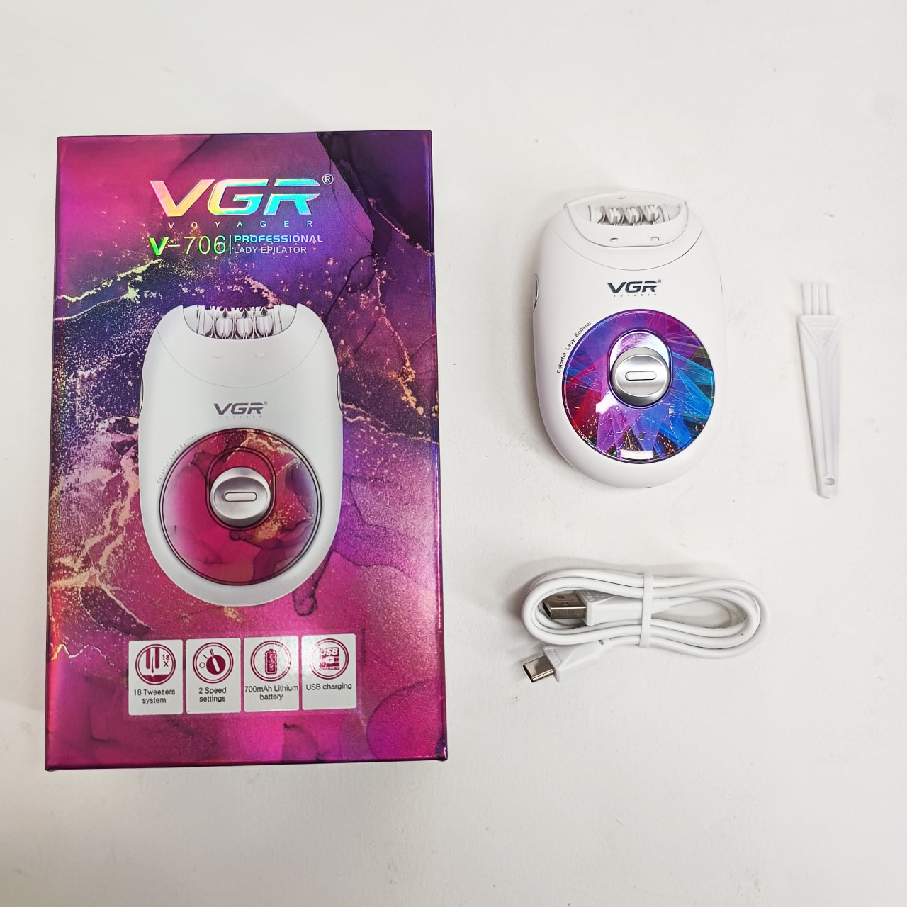 Епілятор жіночий VGR V-706 PINK акумуляторний - Зображення 4