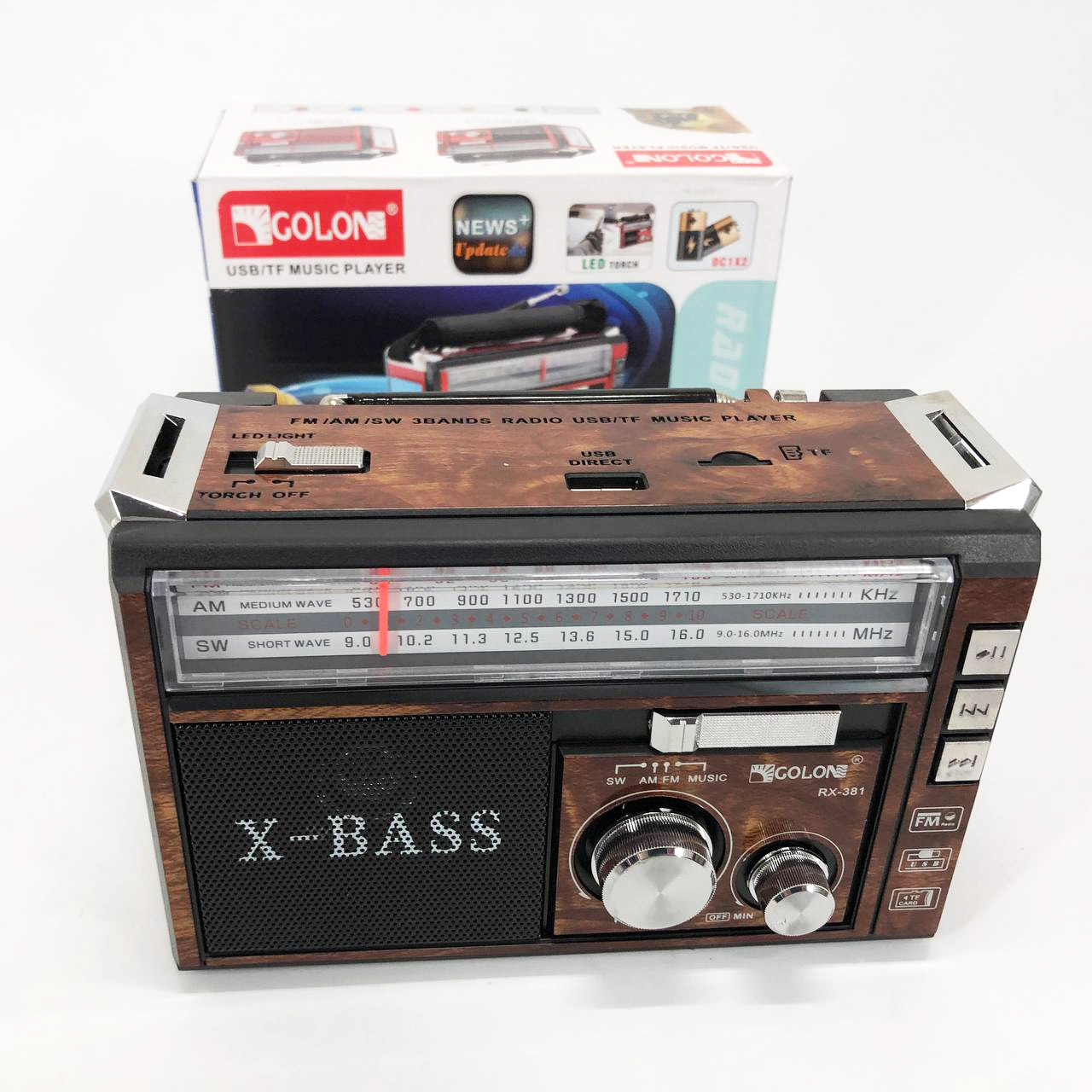 Портативний радіоприймач Golon RX-381 USB SD MP3 FM коричневий - Зображення 6