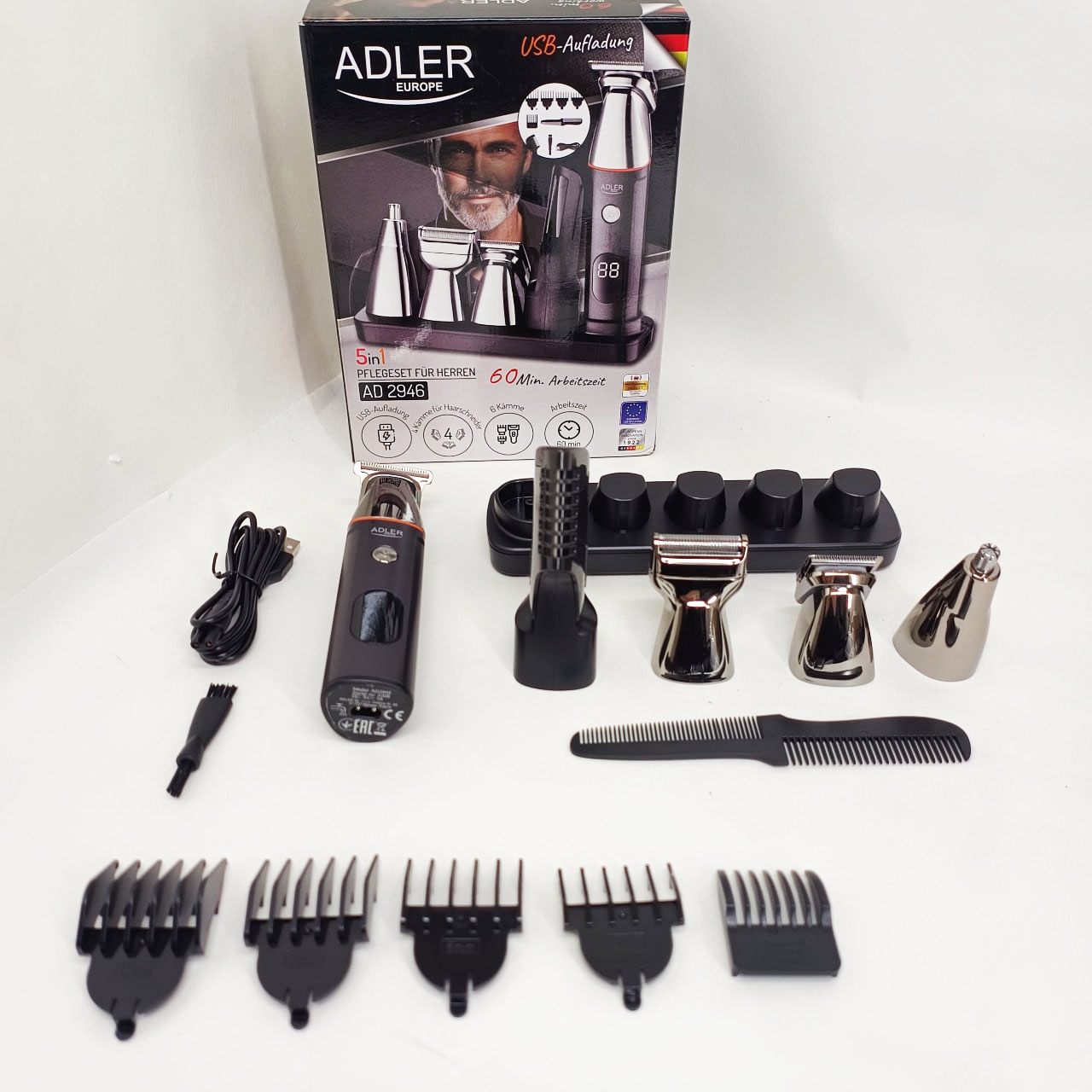 Тример 5в1 ADLER AD 2946 POLAND акумуляторний для стрижки волосся носа бороди тіла бритва - Зображення 6