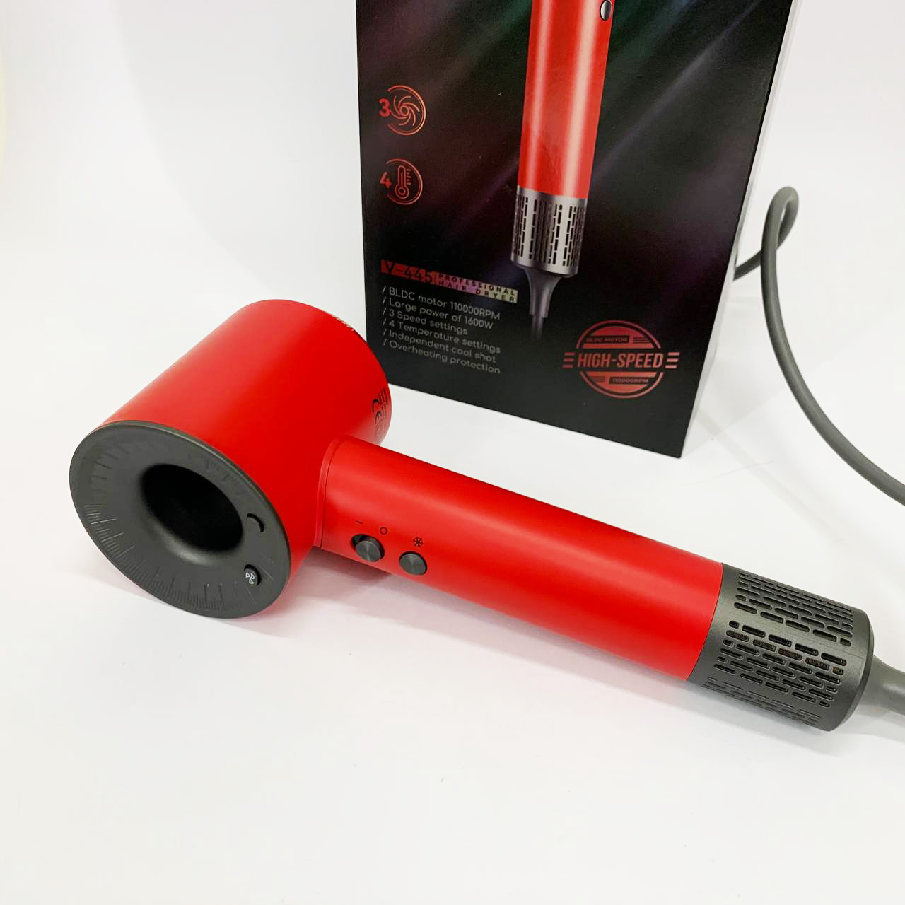 Фен професійний VGR V-445 RED з 3 рівнями обдування 4 рівнями температури 1600 Вт - Зображення 2