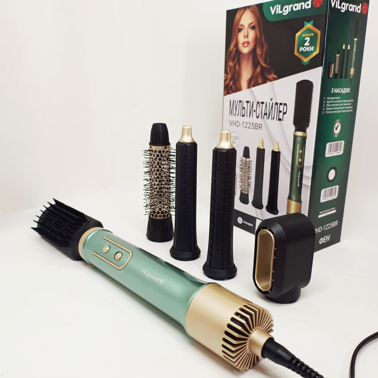 Фен-щітка мультистайлер ViLgrand VHD-1225BR 1200 Вт green - Зображення 2