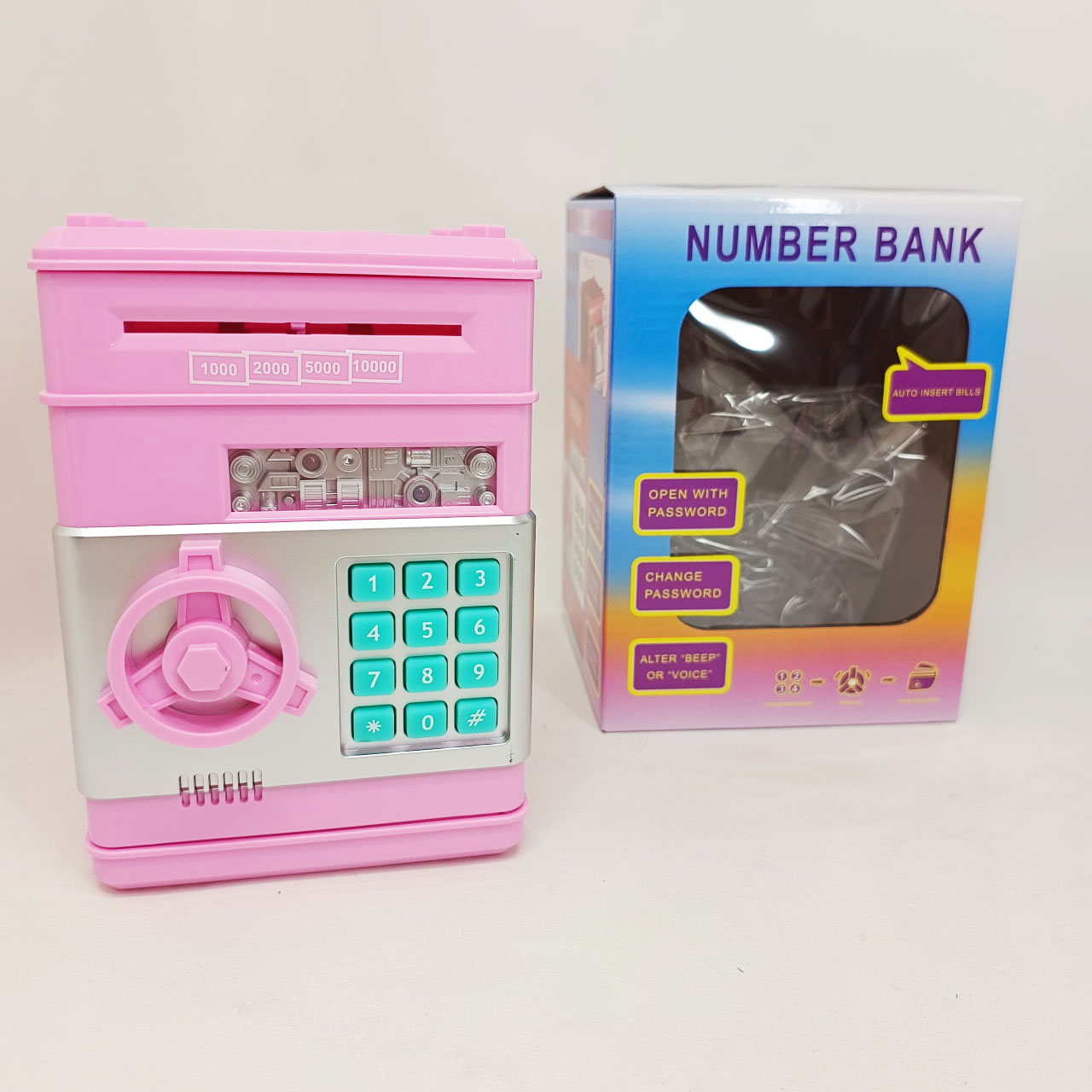 Электронная копилка сейф банкомат для детей с PIN-кодом, автоматический прием банкнот и монет Pink - Зображення 6