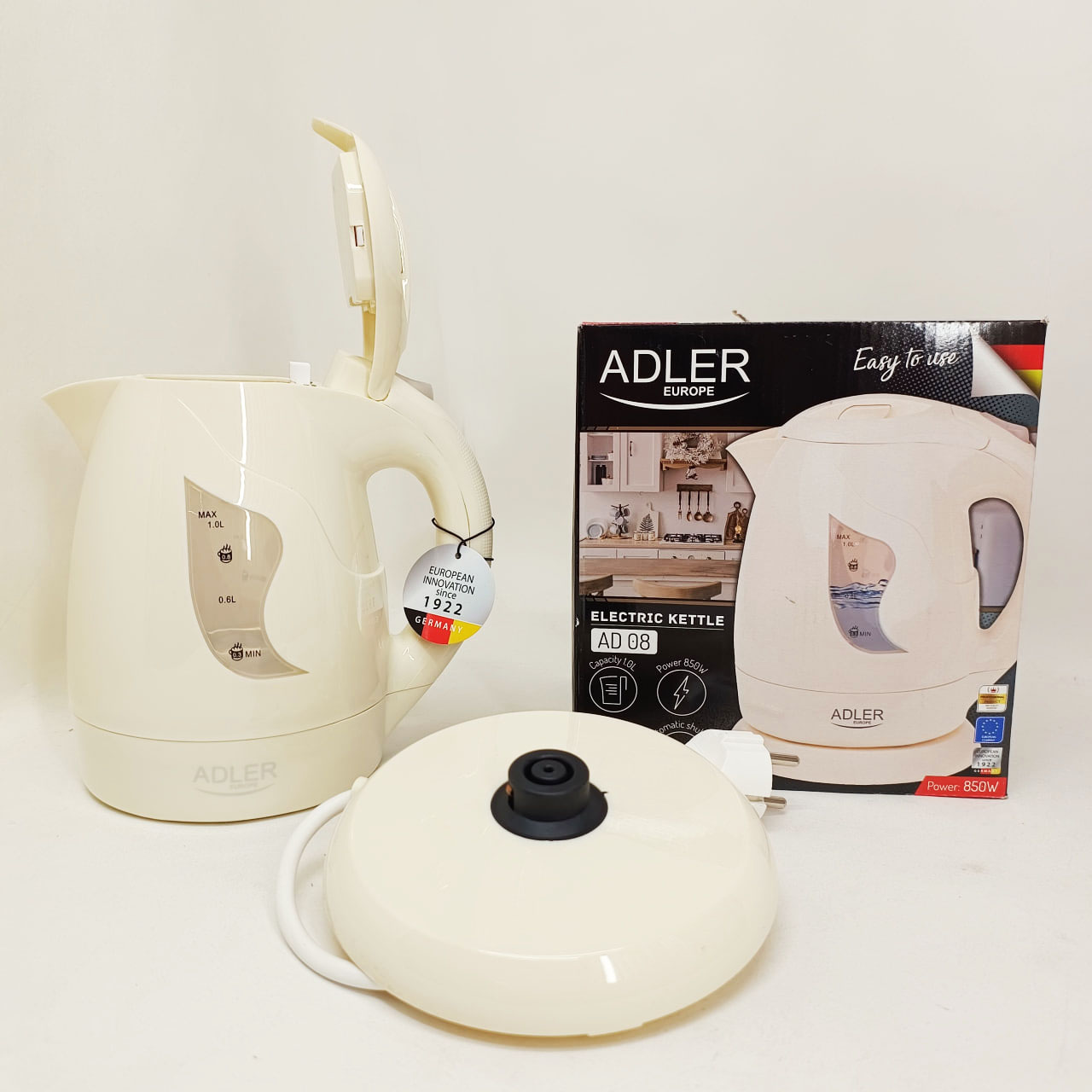 Електрочайник Adler AD 08 1 літр білий - Зображення 3