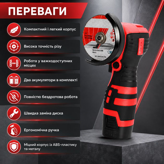 Акумуляторна міні шліфмашина Boxer BX-3293 2×18 V 12500 об/хв 76 мм діаметр диска - Зображення 2