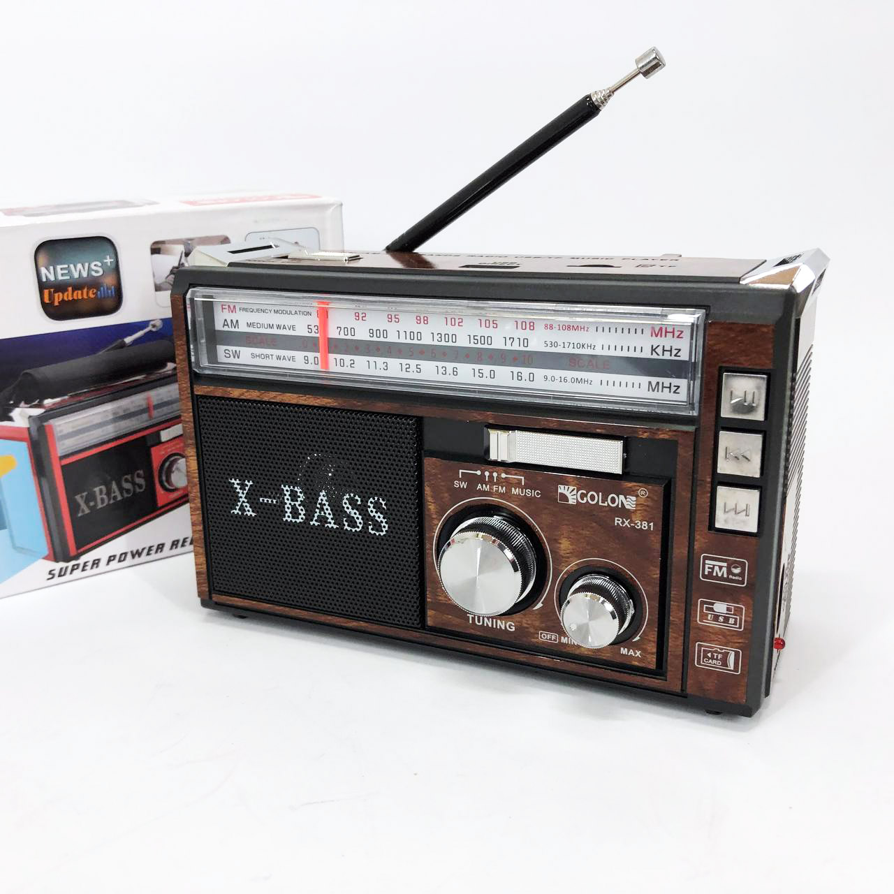 Портативний радіоприймач Golon RX-381 USB SD MP3 FM коричневий - Зображення 3