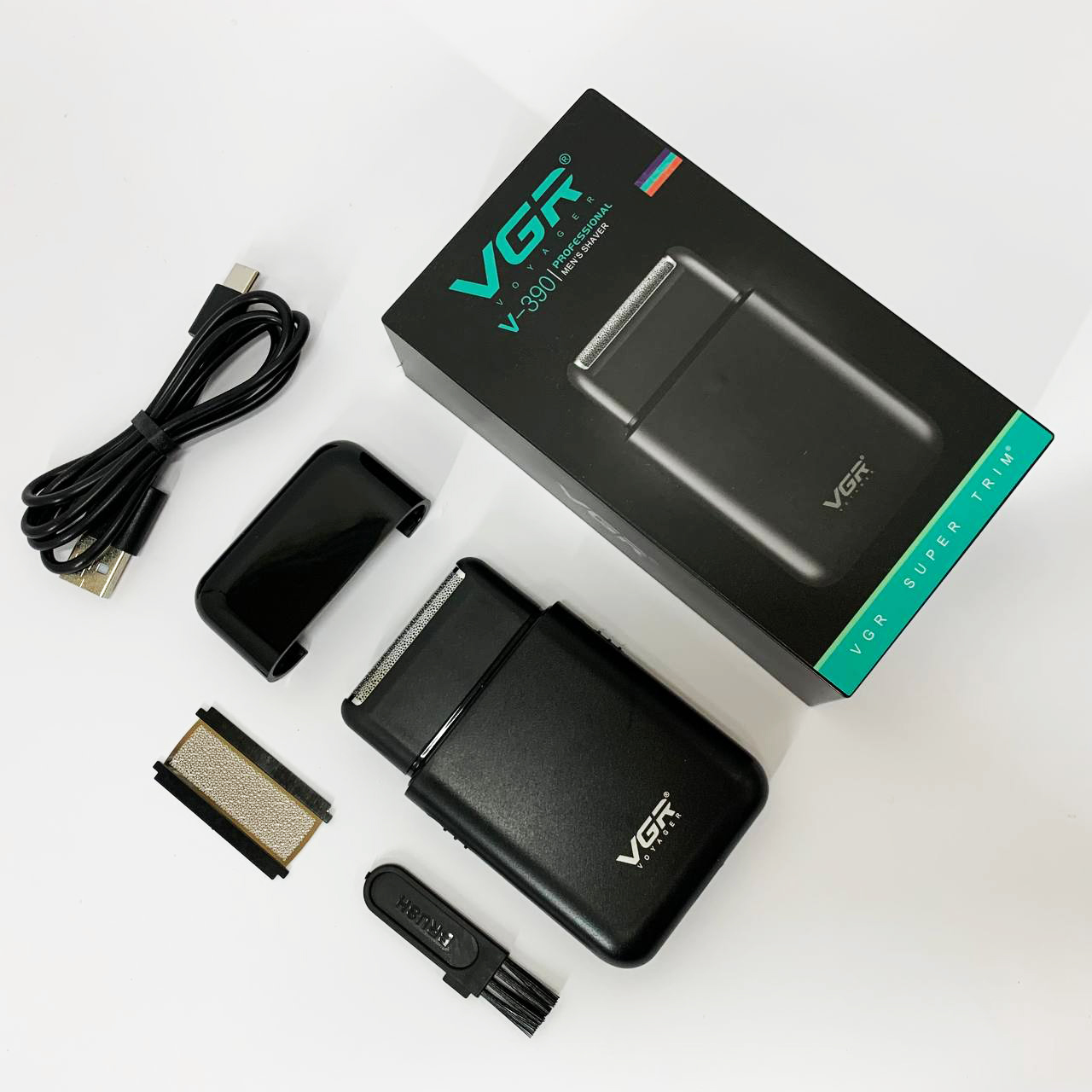 Акумуляторна електробритва VGR V-390 шейвер Black для гоління бороди та вусів - Зображення 2