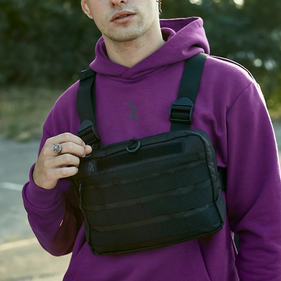 Тактична нагрудна сумка з Cordura 1000D, розгрузка чоловіча чорна - Зображення 5