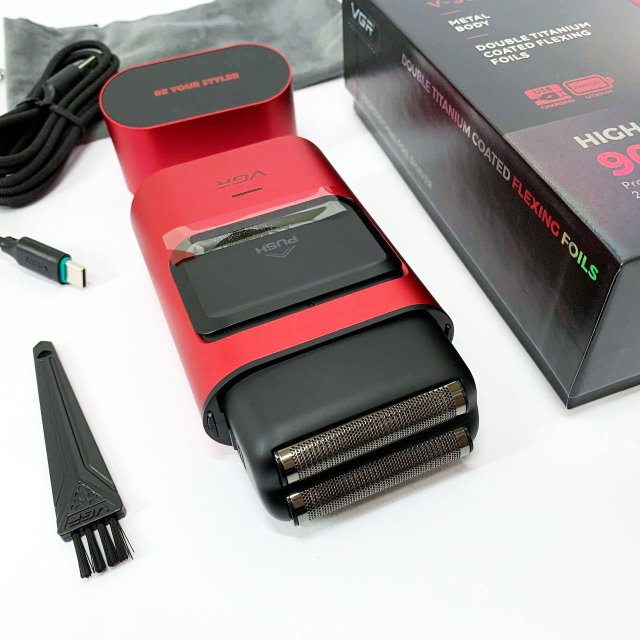 Електробритва-шейвер VGR V-307 RED металевий корпус для бороди та обличчя - Зображення 5