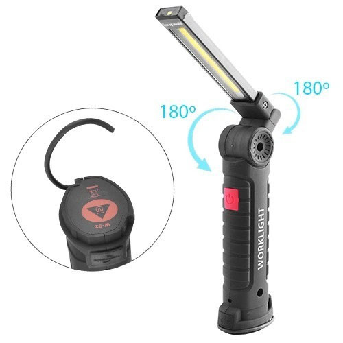Світлодіодний ліхтар кемпінг W52 SMD + COB червоний білий магнітний гачок - Зображення 6