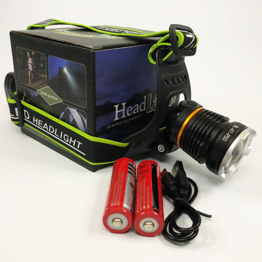 Налобний ліхтар Bailong BL-A7-P50 з zoom, microUSB, 2×18650, 3 режими - Зображення 3