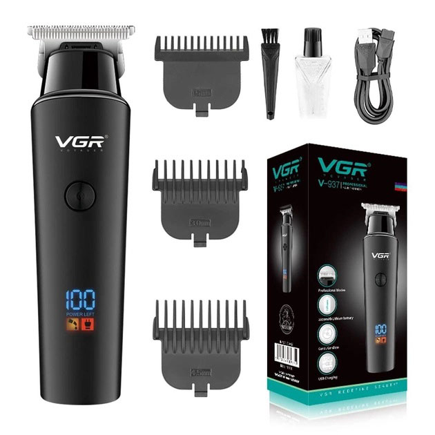 Тример VGR V-937 з USB-зарядкою 3 насадками світлодіодний дисплей