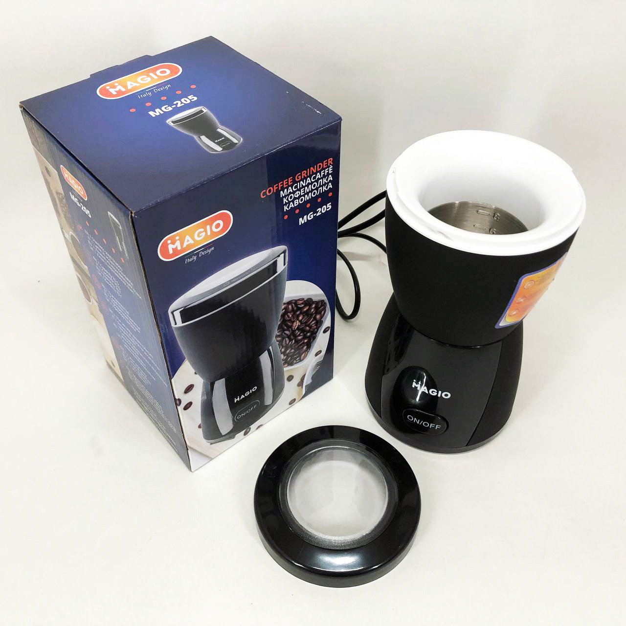 Кофемолка MAGIO MG-205 200 Вт, Кофемолка бытовая электрическая, Портативная кофемолка, Измельчитель кофе - Зображення 9