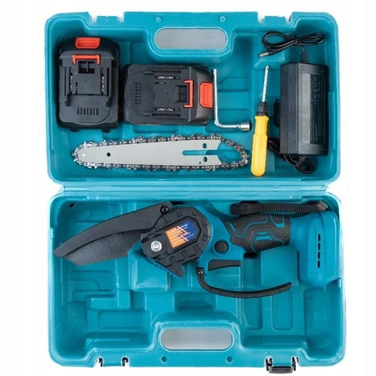 Акумуляторна ланцюгова міні пила 6" (15 см) Domotec 24V для обрізання дерев та розпилу дров, по дереву - Зображення 4
