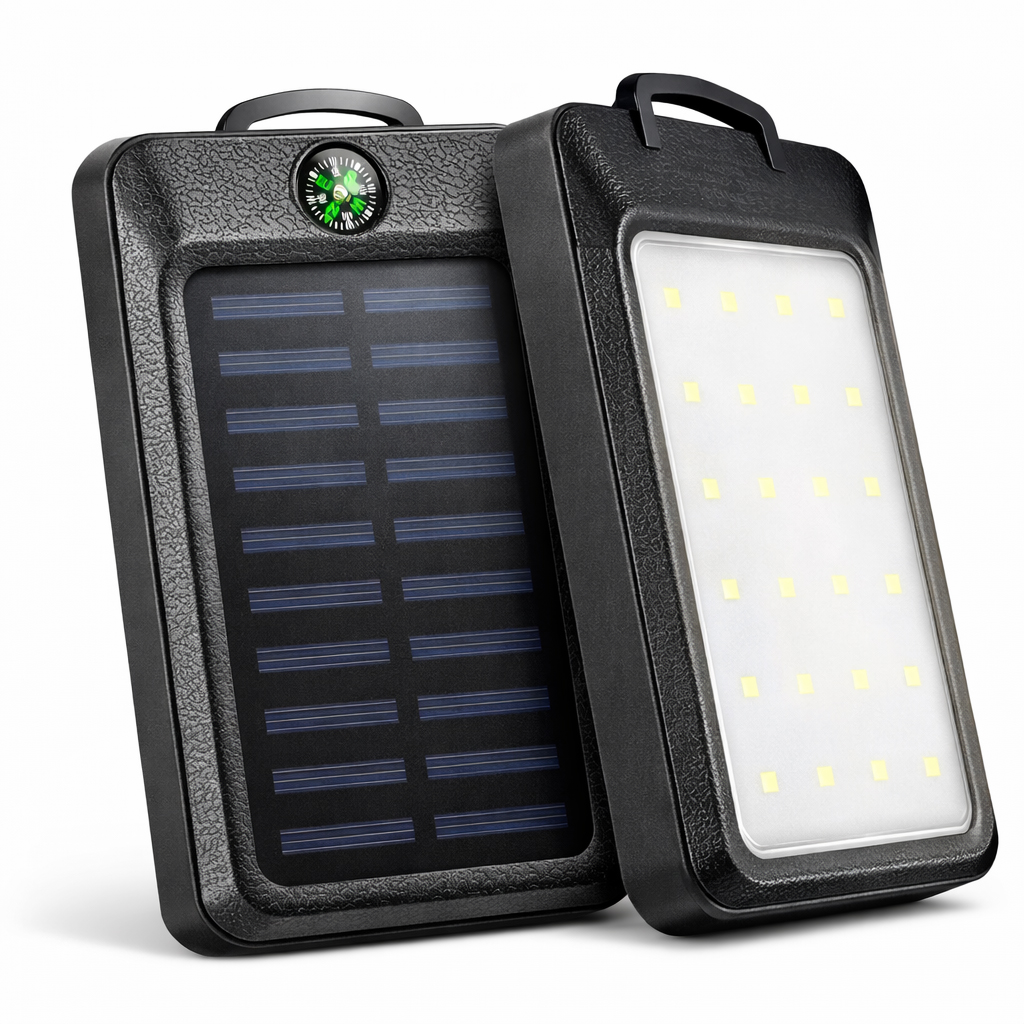 Power Bank Solar 18000 mAh з сонячною панеллю та лампою Black