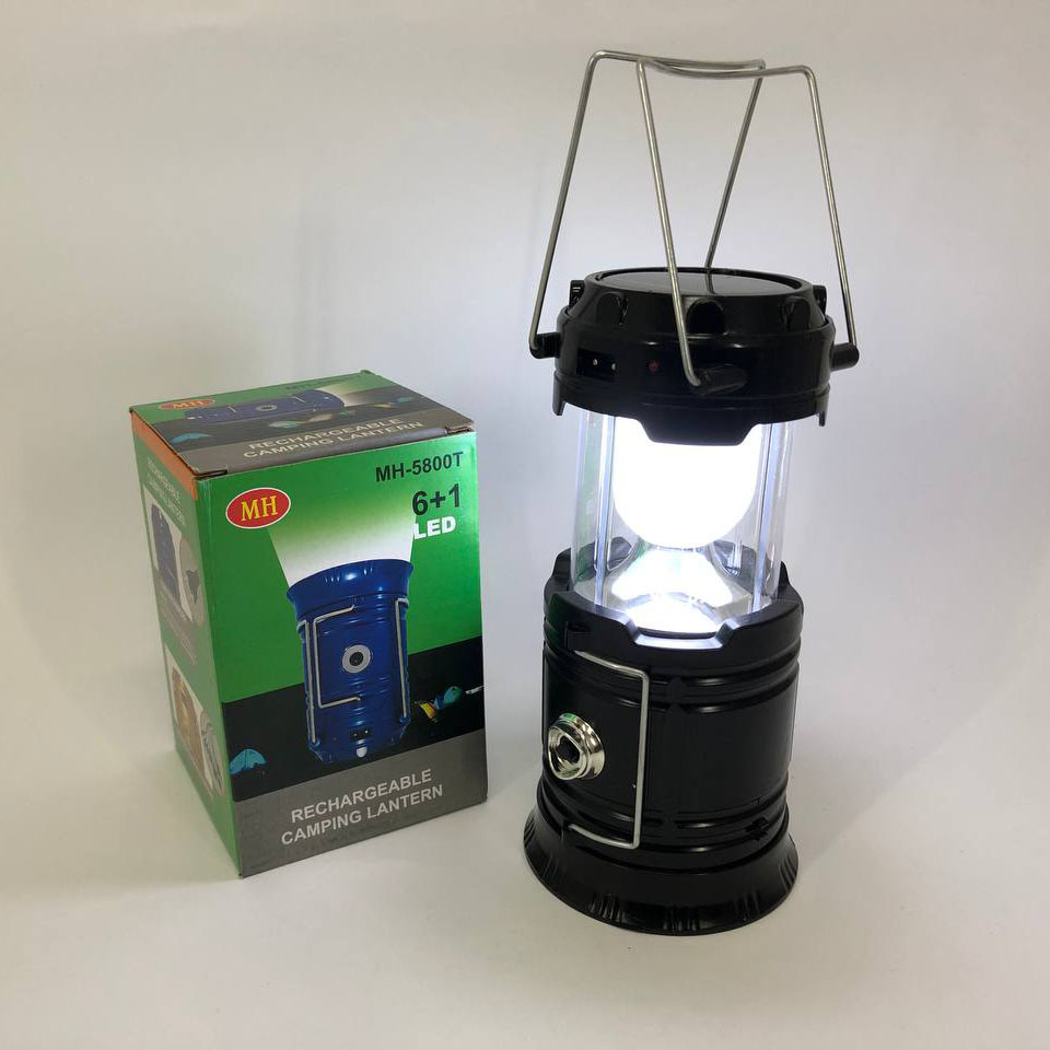 Туристический фонарь-лампа на солнечной батарее с павербанком CAMPING MH-5800T (6+1 LED) Black - Зображення 18