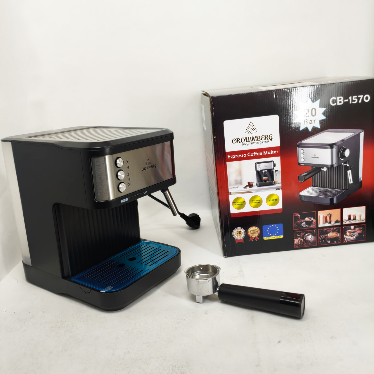 Еспресо кавоварка Crownberg CB-1570 1200 Вт 20 бар 2 чашки - Зображення 2