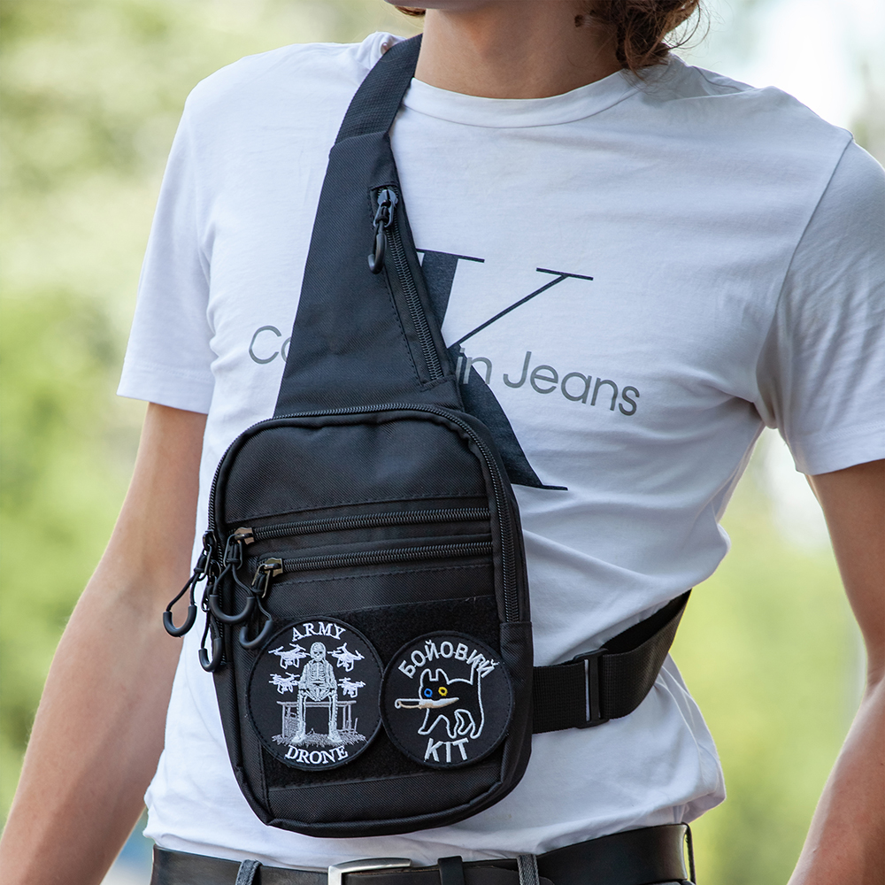 Сумка тактична чоловіча Cordura 1000D чорна з кобурою 6 кишень - Зображення 6